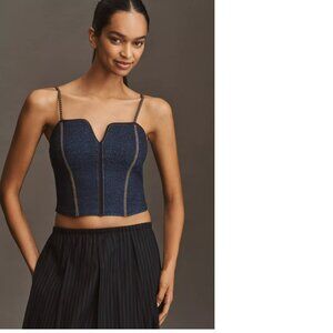 Anthropologie Pilcro Crop Corset Sweater Tank Top S nwt blue color SMALL